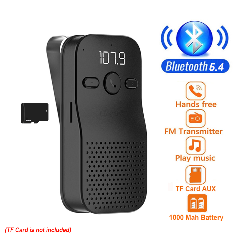 Kit manos libres Bluetooth 5,0 para coche, altavoz HIFI, receptor de Audio inalámbrico de 2W, reproductor de música MP3, Clip para visera con cancelación de ruido: Gris