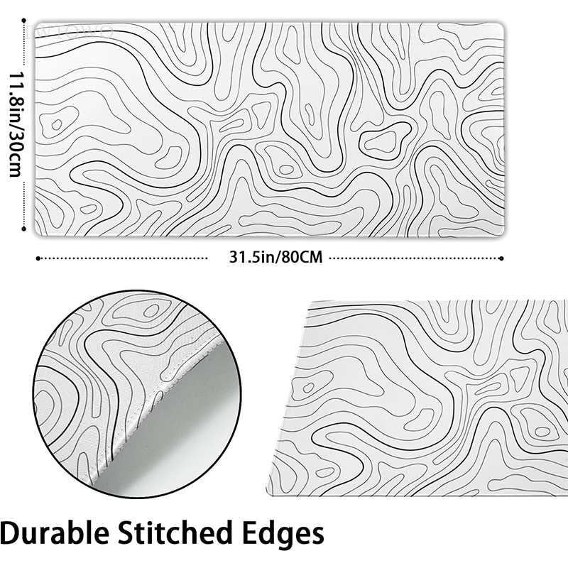Podkładka pod mysz dla graczy White Contour Lines XL HD Custom New Mousepad XXL MousePads Natural Rubber Office Mouse Mats Desktop Mouse Pad