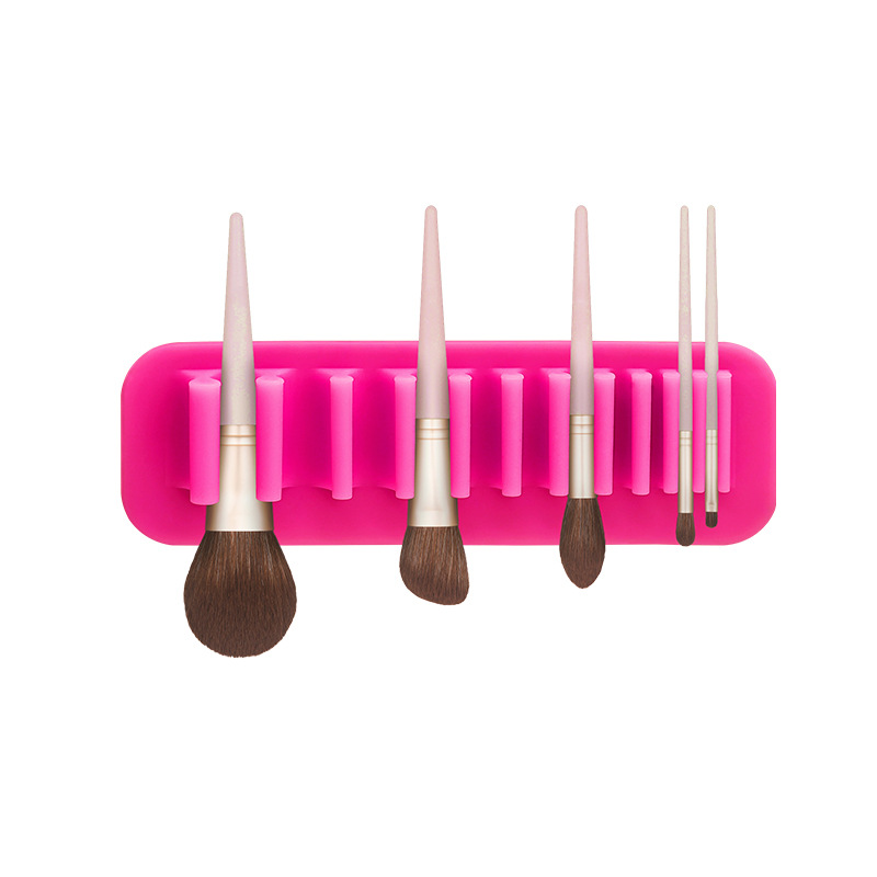 Silicone Makeup Brush Holder Wall-Mounted Soft Durable Reusable Convenient Easy Operation Suit Beauty tool display stand: Rose red