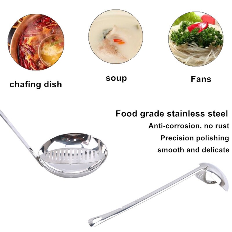 Double-Gebruik Vergiet Set Koken Lepel Zeef Rvs Pot Soep Lepel Keuken Restaurant Benodigdheden
