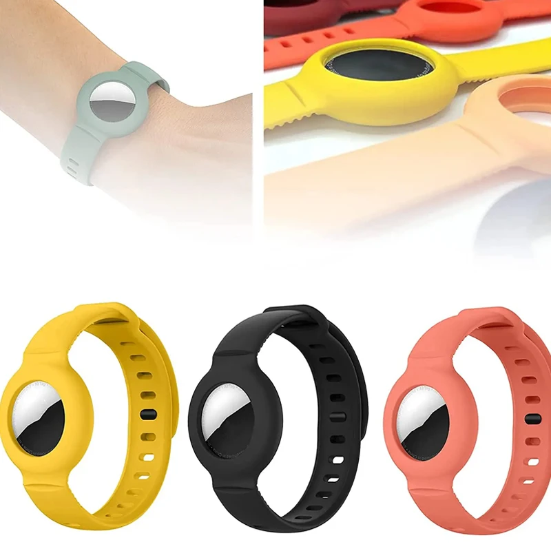 AirTag Case Silicone Strap Adjustable Wristband Anti-Scratch AirTag Protective Bracelet Holder Accessories Tracker for Children