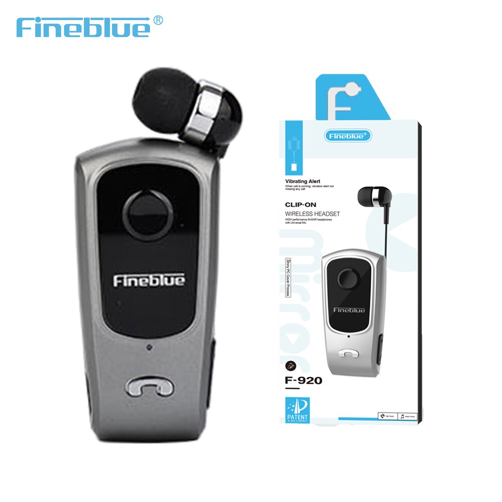 Fineblue F920 Mini Bluetooth Headset Tragbare Erinnern Vibration Tragen Clip Sport Lauf Kopfhörer Mic Anruf: Original Kasten grau