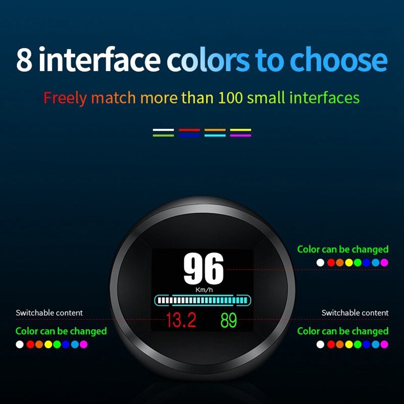 Car Smart Digital Meter Head-Up Display OBD2 HUD GPS Speeeter Overspeed Warning Oil Water Temp