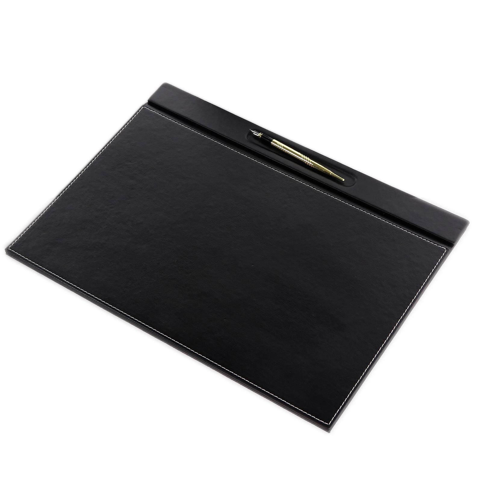 Calme Handmade Black Leather Desk Pad,Desk pad in 49cm x 34cm,Fold-Out Function Desk Pad,Leather Desk Mat