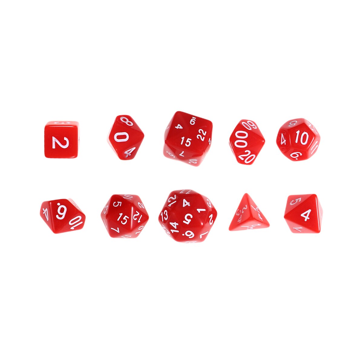 1 Set/10 Pcs Acrylic Polyhedron Dices Numbers Dice Multi-Faceted Entertainment Dice For Home Bar Table Board Games: Red