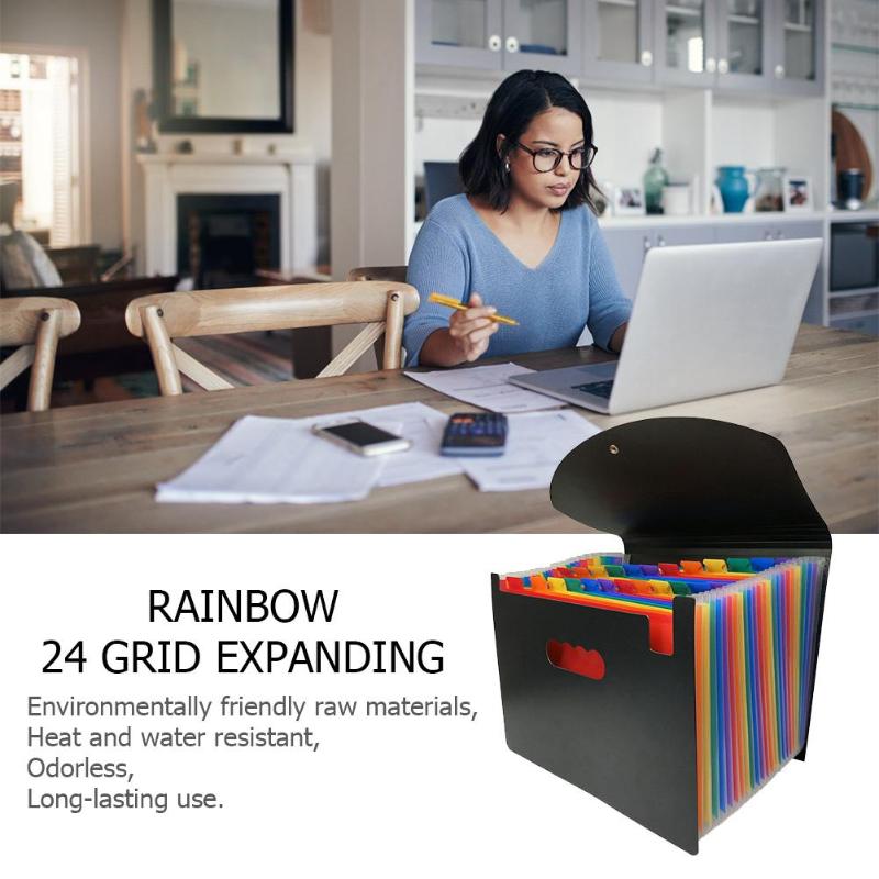 24 Pocket Classified Expanding File Folder A4 Paper Organizer File Document Holder with Cover Business File Office Supplies