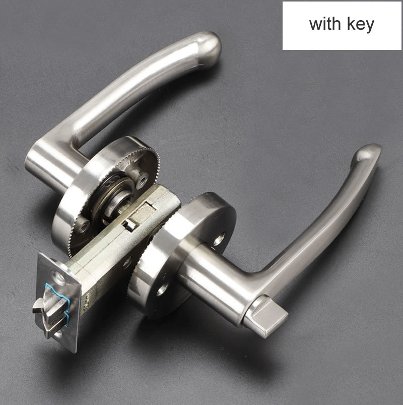 Enkeltbolt håndtag lås, til toiletbadeværelset soveværelse, med nøgle eller ingen nøgle, sort guldfarve, nem installation, dørbeslag: Sølv med nøgle