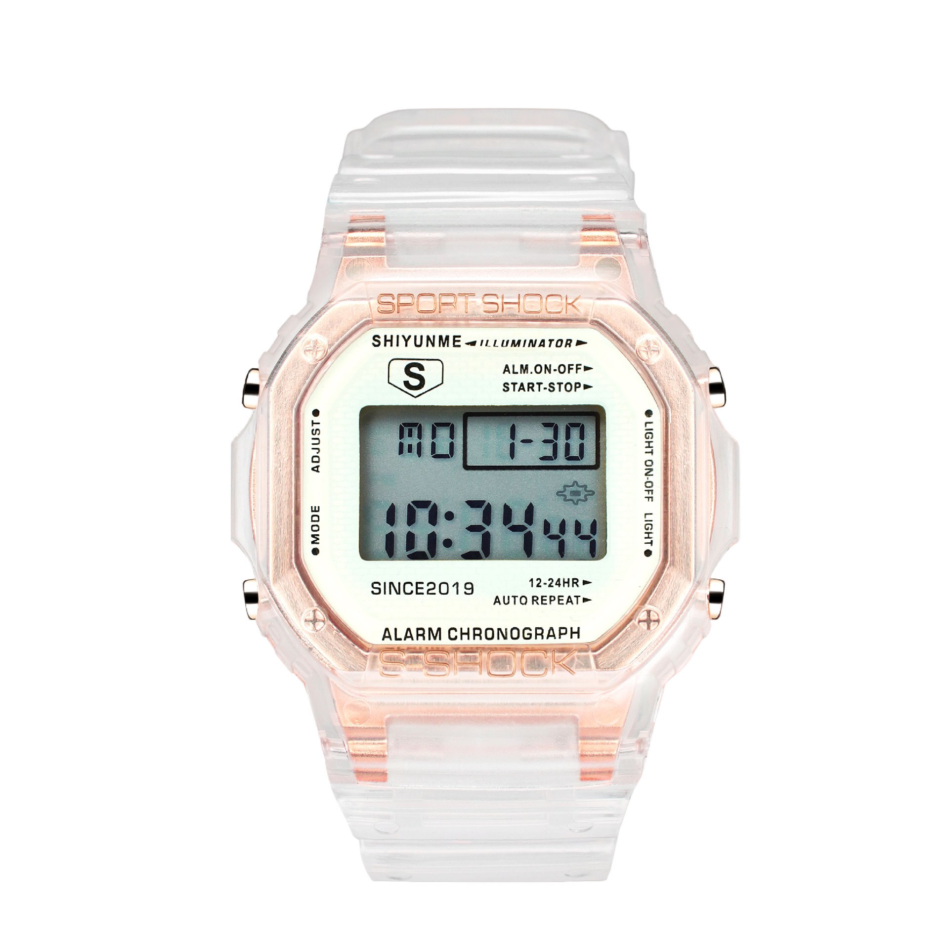 LENNIK-reloj electrónico para estudiantes, sencillo y , coreano, niños y adolescentes, cuadrado pequeño, resistente al agua, C296: White gold