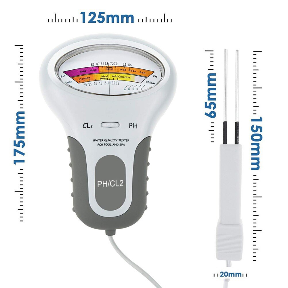Bærbar digital skærm ph vandtester meter analyse klor swimmingpool test kit