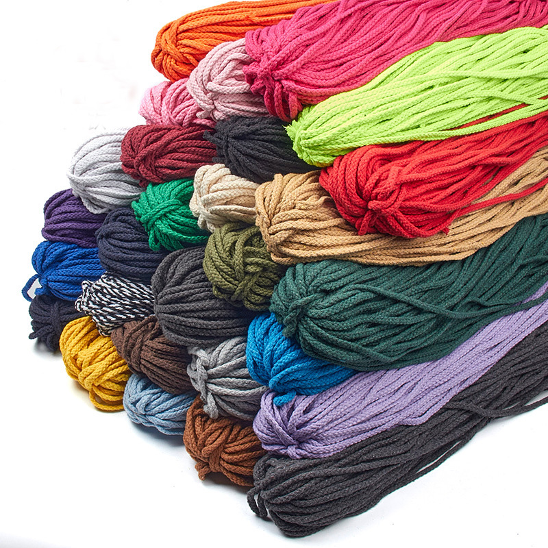 Corde en coton torsadée décorative artisanale, 10yards, 5mm, pour décoration faite à la main, lanière de bricolage, cordon de fil Ficelles Couleurs