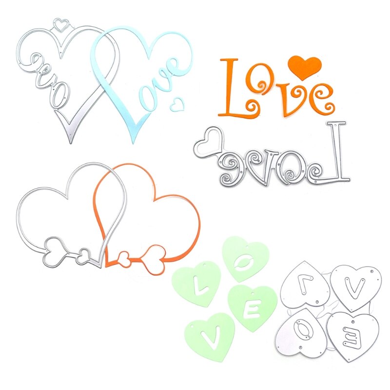4 Pieces Cutting Dies Heart Cutting Dies Love Heart Embossing Stencils Templates for Scrapbooking,Valentine's Day Craft