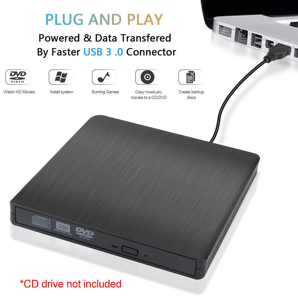 5Gbps USB 3.0 SATA External Optical Drives Enclosure Case for Desktop Notebook Computer DVD CD-ROM RW Player Optical Drive Case