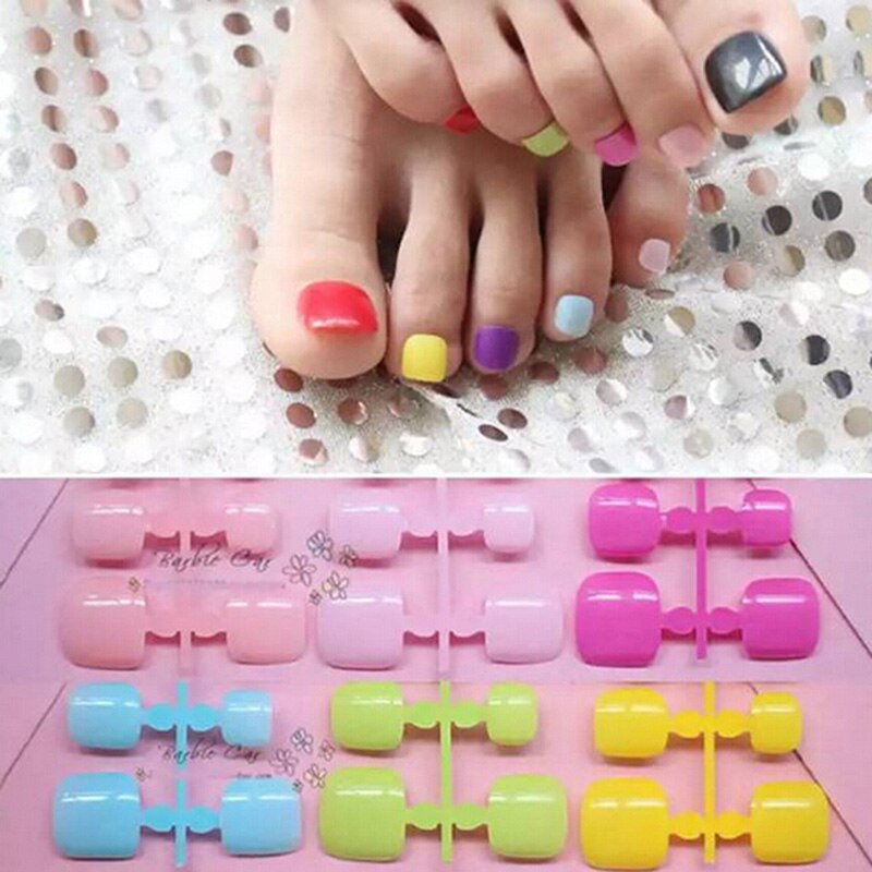 24 stuks kunstmatige snoepnagels garnalenpoeder sticker natuurlijke acryl franse valse teennagels tips kunstdecoratie teennagels valse nagels