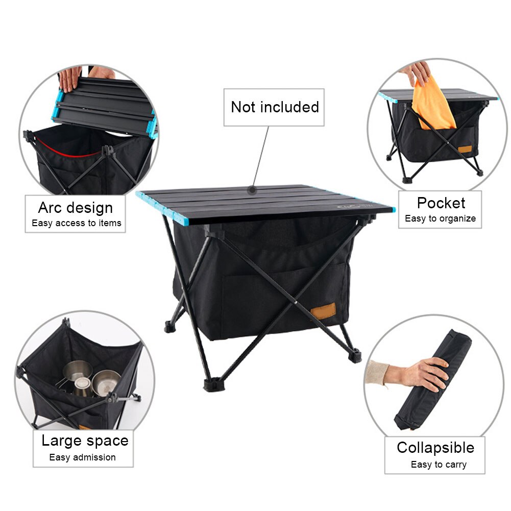 Malla de almacenamiento de cocina bolsa de red bolsillo Invisible impermeable Oxford tela mesa plegable exterior Camping colgante para Picnic portátil