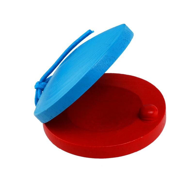 5 Pcs Baby Houten Ronde Castanet Muziekinstrument Speelgoed (Rood + Blauw)