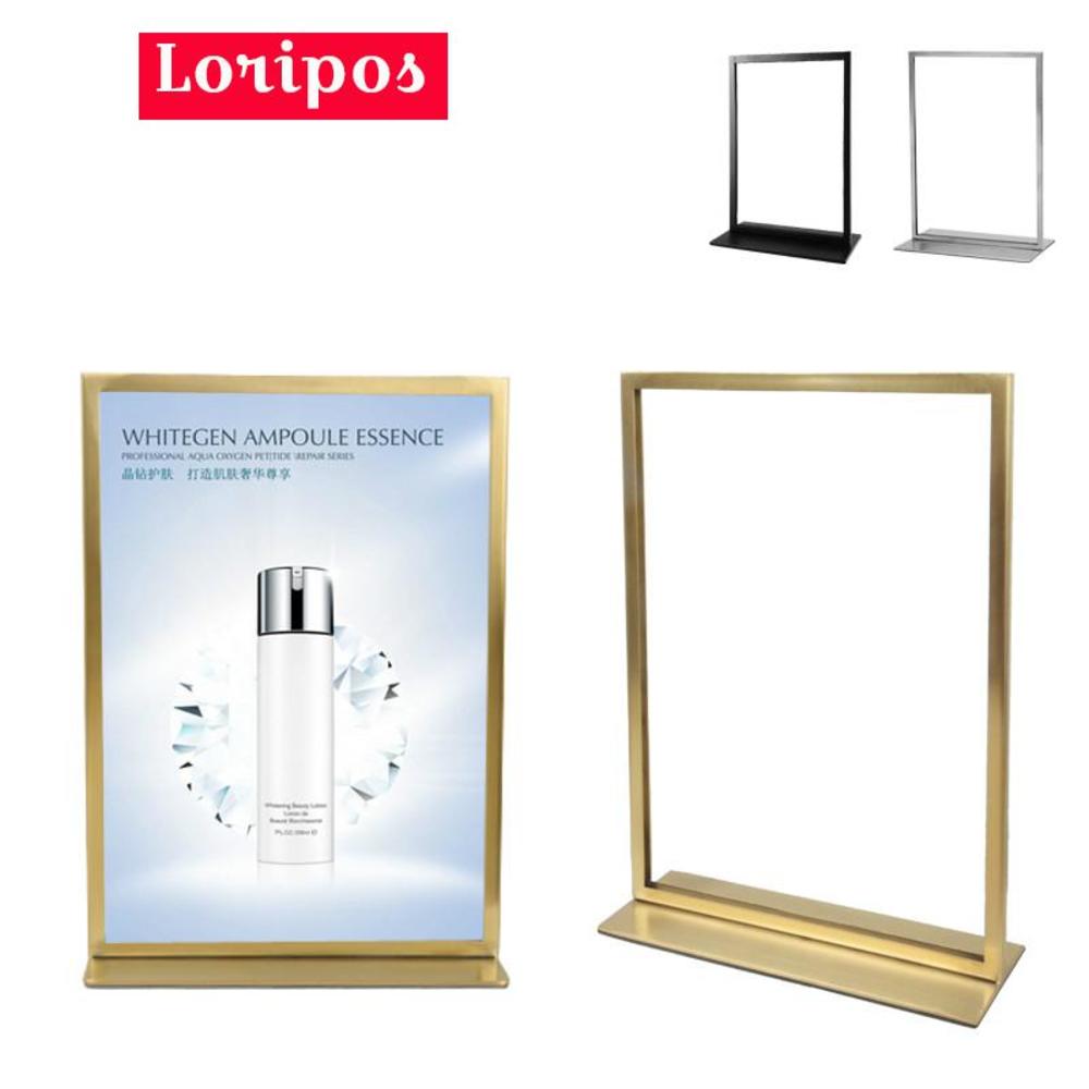 Double-sided Poster Stand A3 A4 Metal Cafe Table Sign Advertising Desk Display Stand Rack