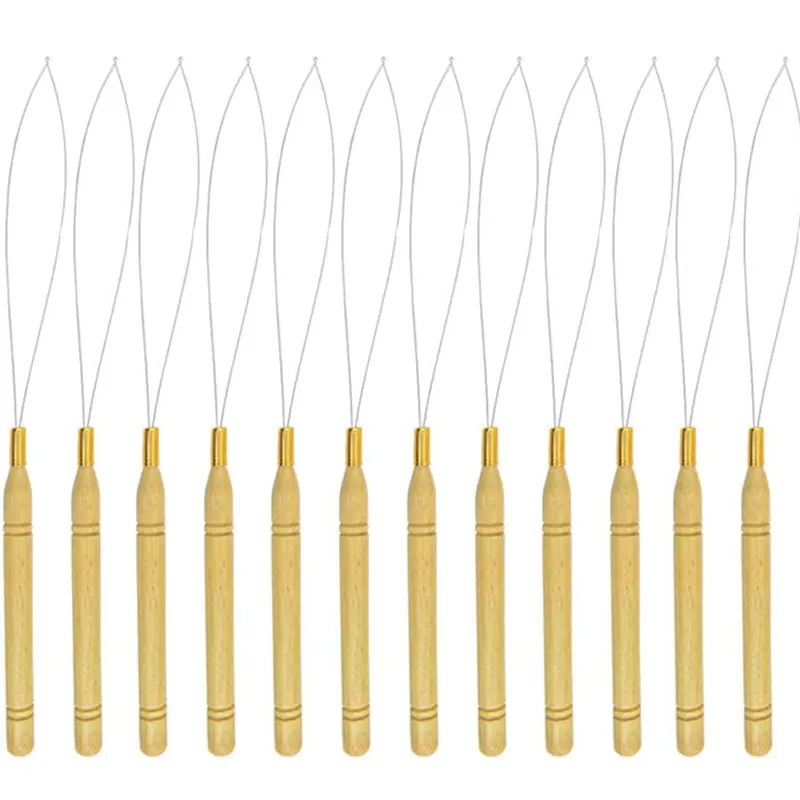 Micro Rings Loop Threader Treknaald Gebruikt met Haartang Kralen Micro Ring Haarverlengingsgereedschap Naald Haaknaaldlus: Oranje & Paars