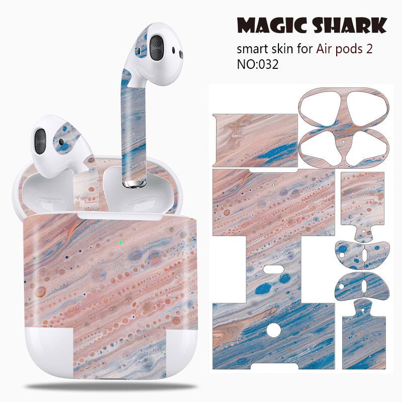 Magisk haj farveblyant shinchan isvævning old school blomst ultra tynd klar mærkat etui film til æble airpods 2 airpods 2: 032