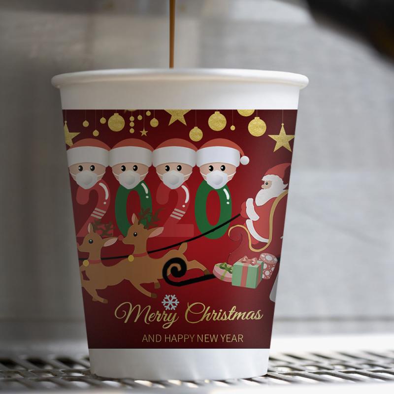 Vasos desechables de Feliz Navidad para Papá Noel, mascarillas con patrón familiar, vasos de papel para el hogar, decoración de de Navidad, 10 Uds.