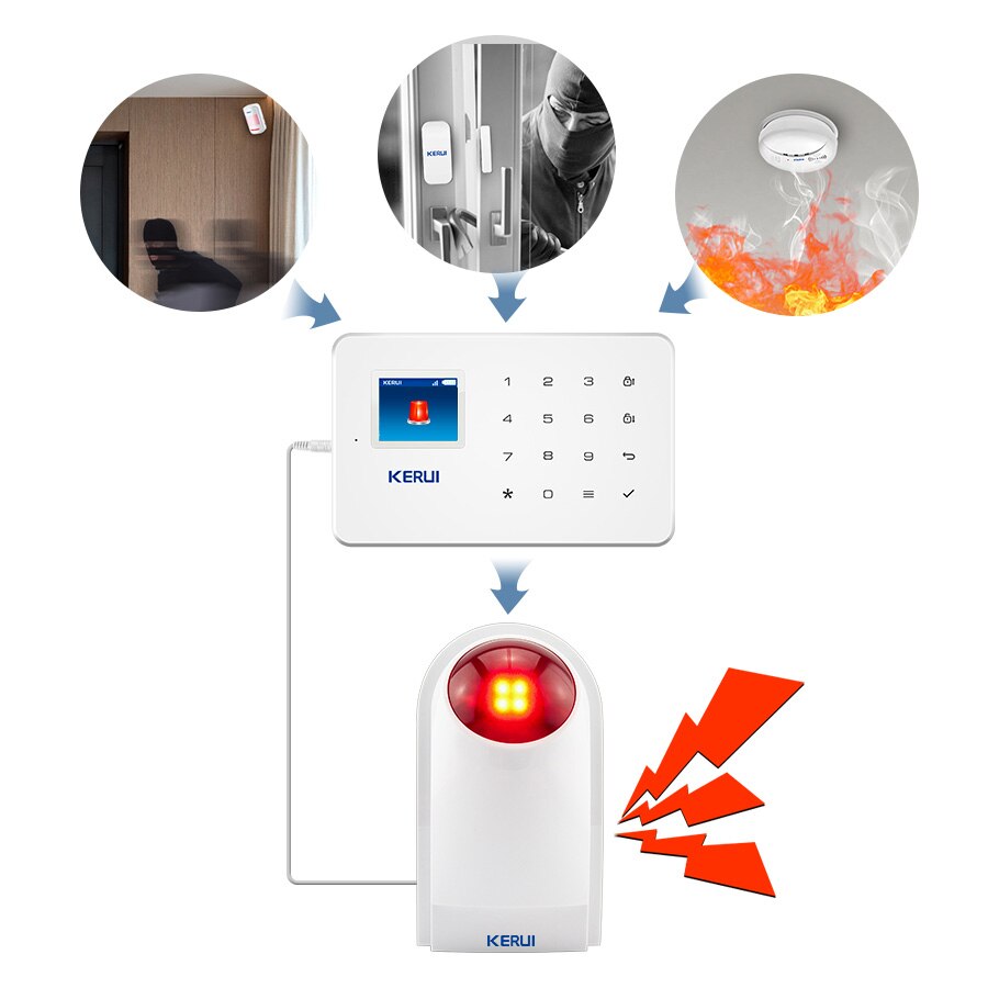 Kerui hjemmealarm kablet utendørs strobe blitssirene til gsm wifi hjemmehus innbruddsalarm trådløst alarmsystem