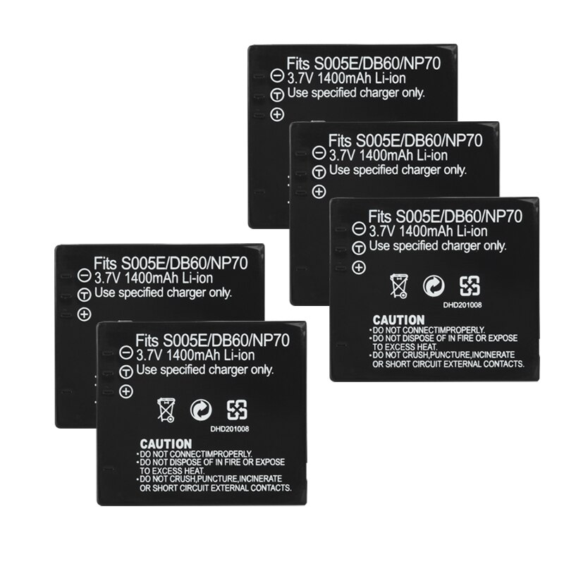 CGA-Batería de CGA-S005 S005E DB60 NP70, 1400mAh, para Panasonic Lumix DMC-FX180 LX1 LX2 LX3 FX01 FX07 FX100: 5 Battery