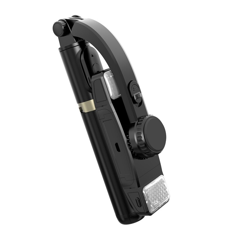 Kabelloser bluetooth-selfie-stick mit doppelter aufhellbeleuchtung, stabilisator, anti-shake-funktion und multifunktionaler handyhalterung für ios und android