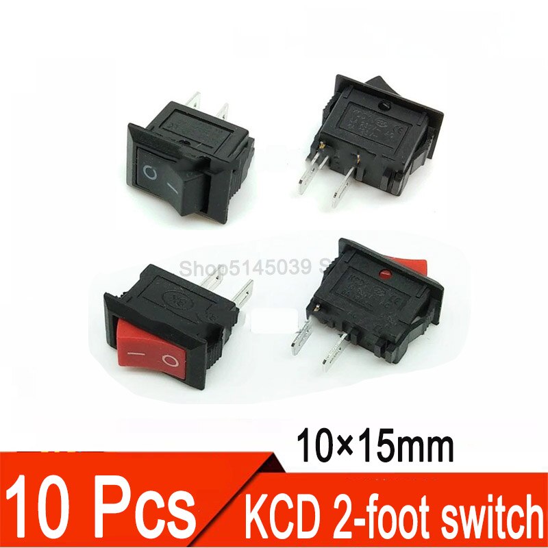 10 Pcs KCD1 Rocker Switch ON-OFF 2 Position Pins Electrical equipment With Light Power Switch 250VAC/ 125VAC