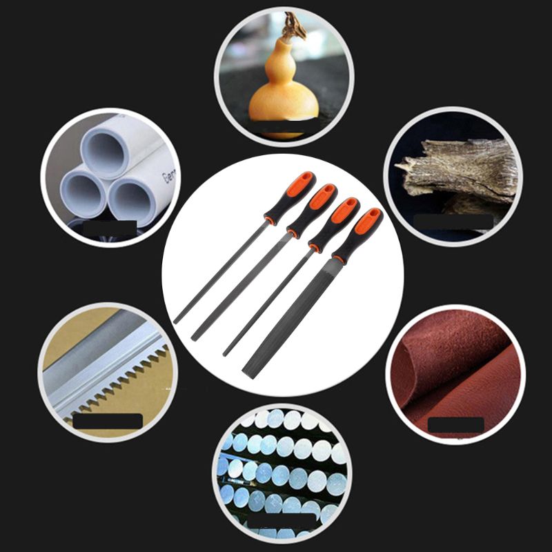 Wood Rasp 8" Steel File Carving Round Semi-circular Triangle Square Shape File Woodworking Craft Handle Tool