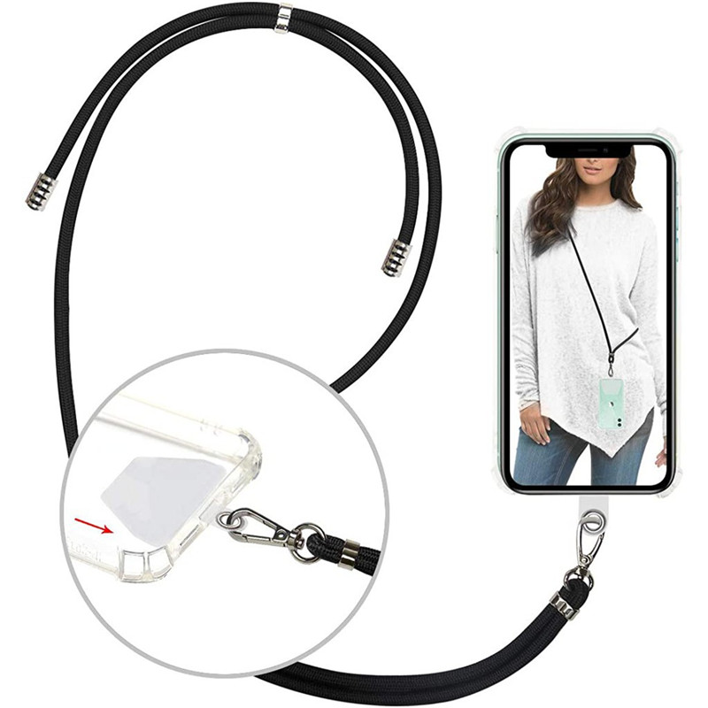 Universele Crossbody Nylon Patch Telefoon Lanyards Mobiele Telefoon Strap Zachte Touw Voor Mobiele Telefoon Opknoping Koord Metalen Clip Opknoping Touw