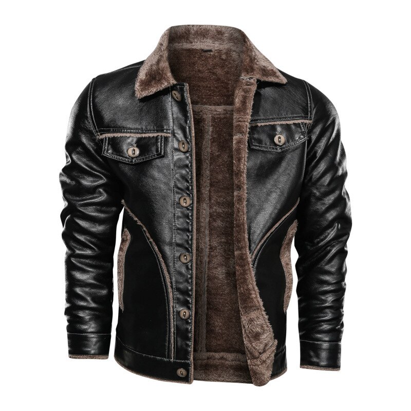 2020 novos Homens Jaqueta De Couro de Inverno Russo Top Quality Faux Fur Jaqueta De Couro Masculina de Couro Quente Jaquetas Casacos Masculinos 8XL: Black / 6 XG
