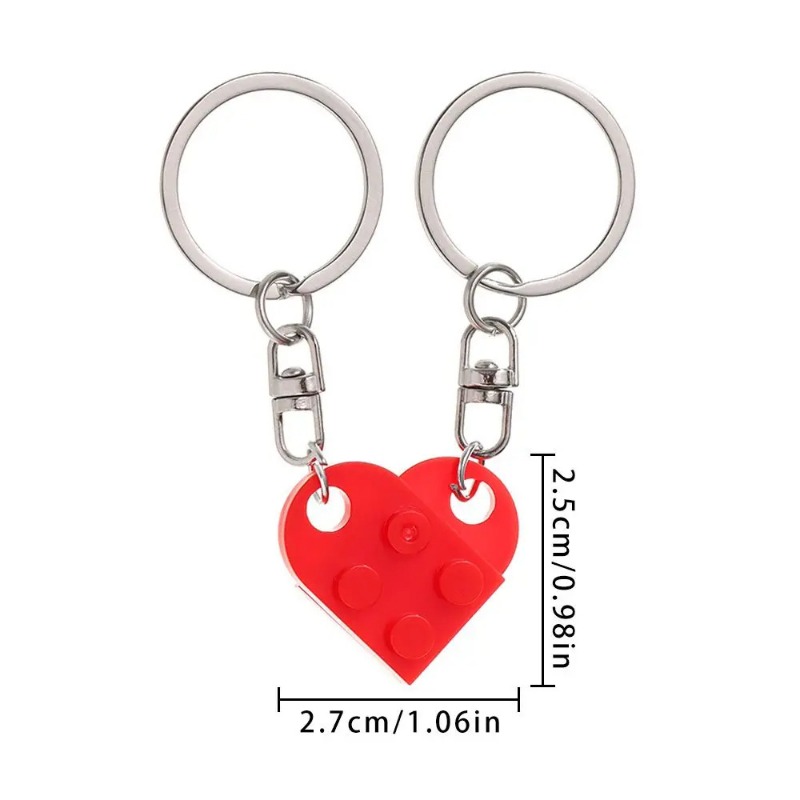 2 pièces séparable bijoux Couples amitié bloc de construction porte-clés porte-clés clé boucle coeur pendentif