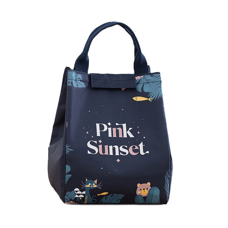 Draagbare Lunch Bag Lunchbox Geïsoleerde Canvas Picknick Voedsel Opbergzakken Lunchbox Tote Reizen Picknick Handtas Reizen Lunchbox: D