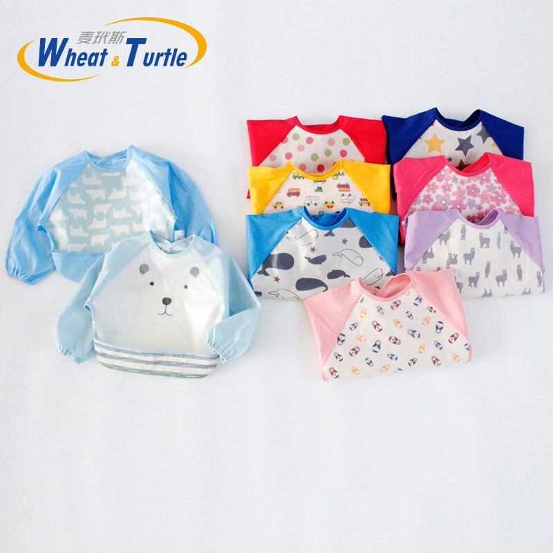 Bavaglini Cute Baby Manica Lunga Impermeabile Bambini Grembiule Grembiule di Alimentazione Grembiule Bavaglino Burp Vestiti Morbido Mangiare Bambino Baberos Bavoir Abbigliamento