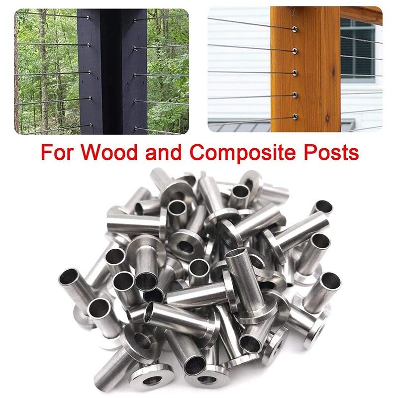 110Pcs Protector Sleeves for 1/8 Inch Deck Cable Railing Wood Post Protector with Drill Bit DIY Balustrade