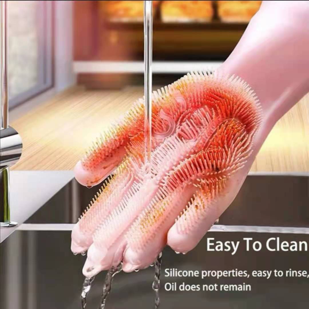 Afwassen Schoonmaak Handschoenen Siliconen Rubber Afwas Handschoenen Voor Huishoudelijke Scrubber Keuken Clean Tool Scrub 1 Paar