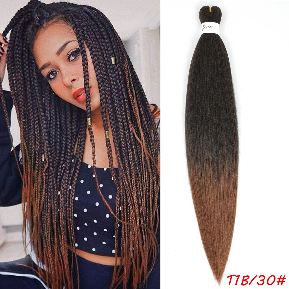 Pre Stretched Braiding Hair Soft Yaki Straight Synthetic Extensions Crochet Braids SOKU Synthetic Braiding Hair For Braids Twist: T1B/30 / 4Pcs/Lot