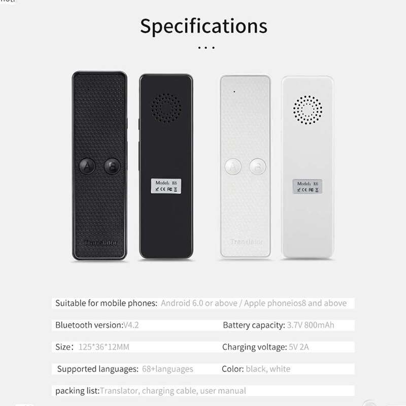 Portable WiFi Voice Translator Intelligent Real-Time Instant Voice Translator 68 Languages for Business Meetings Learning Travel