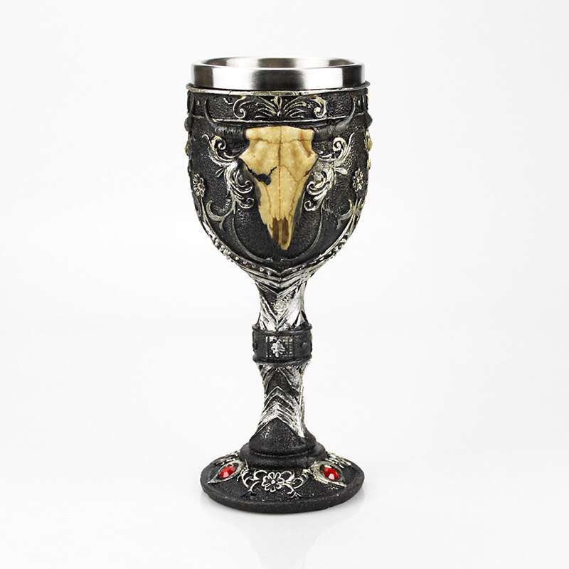 Gothic Wine Goblet Contain Dragon Claw Viking Skeleton Retro Stainless Steel&amp;Resin Wine Glass BEST Halloween Bar Drinkware: 1