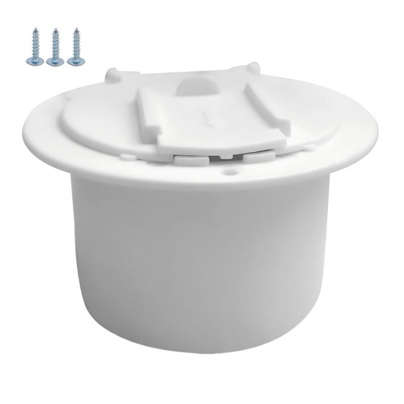 RV Plug Cover White Round RV Cord Hatch With Lid RV Cable Pass Through With Screws RV Covered Power Cord Hatch Round Accessory