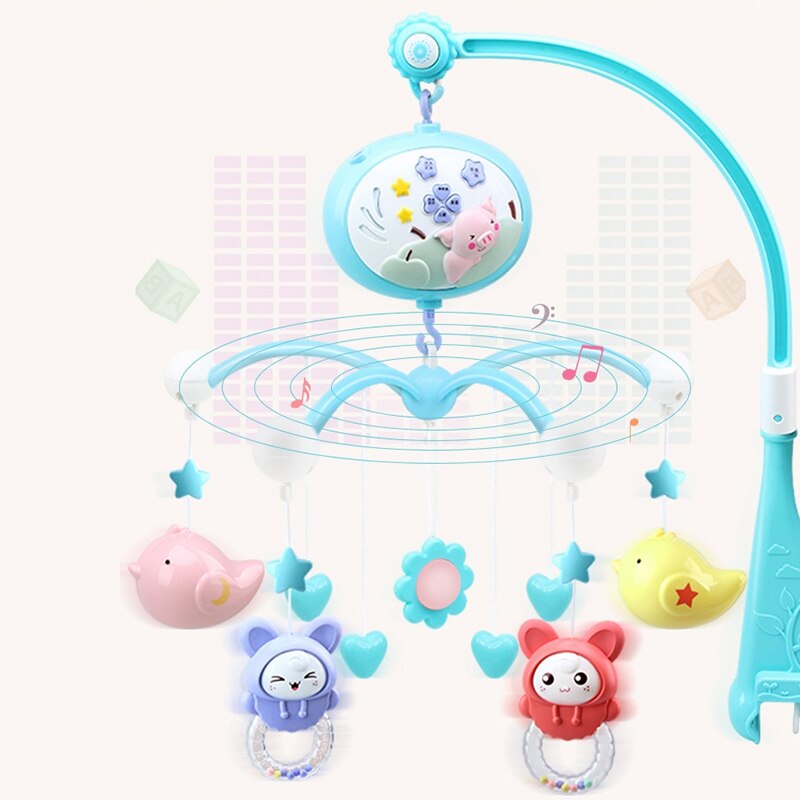 Baby Speelgoed Wieg Mobiles Rammelaars Muziek Educatief Speelgoed Bed Bel Carrousel Voor Babybedjes Projectie Zuigeling 0-12 Maanden Roze