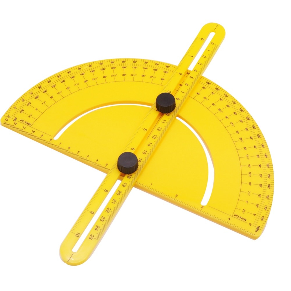 Regla semicírculo amarilla de 180 grados 1 Uds regla multifuncional transportador regla para carpintería trabajador plegable estudiante ingeniero