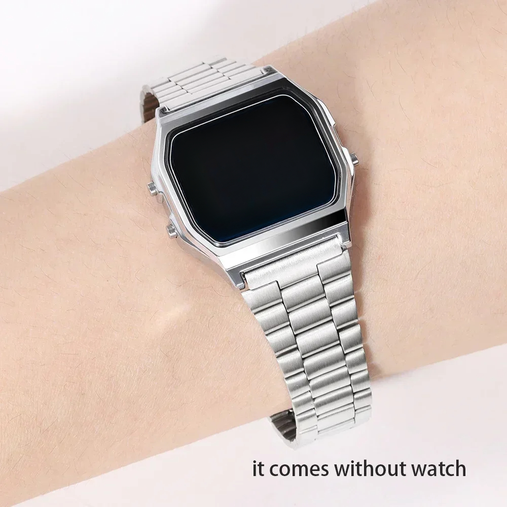 Correa de reloj de acero inoxidable para Casio SGW400 F91W F84 F105/108/A158/168 AE1200/1300, correa de reloj de Metal Vintage, pulsera para hombres y mujeres