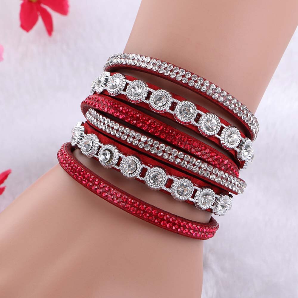 Lubingshine Vrouwen Multilayer Bangles Europese Stijl Multi Kleuren Fluwelen Crystal Armband Vintage Handgemaakte Hand Sieraden