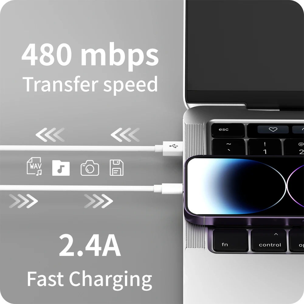 9 stk. 6ft hurtigopladnings-usb-kabler til iphone, lightning-kabel til iphone, hurtigopladningsopladerkabel, ledning kompatibel med iphone