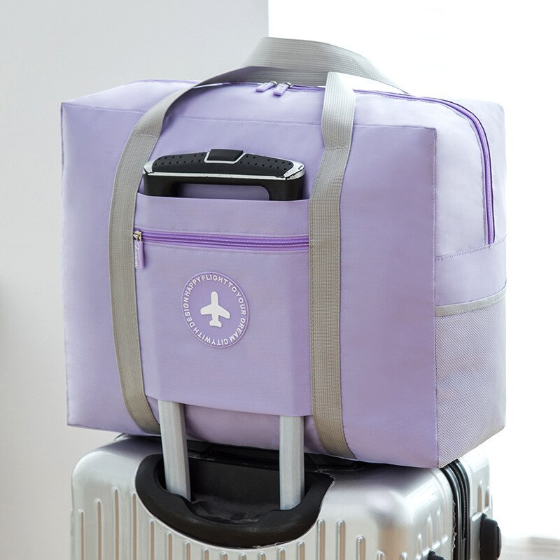 Bolso de viaje plegable de gran capacidad, bolsa de fin de semana, impermeable, grande, triangulación de envíos: Thicker Purple