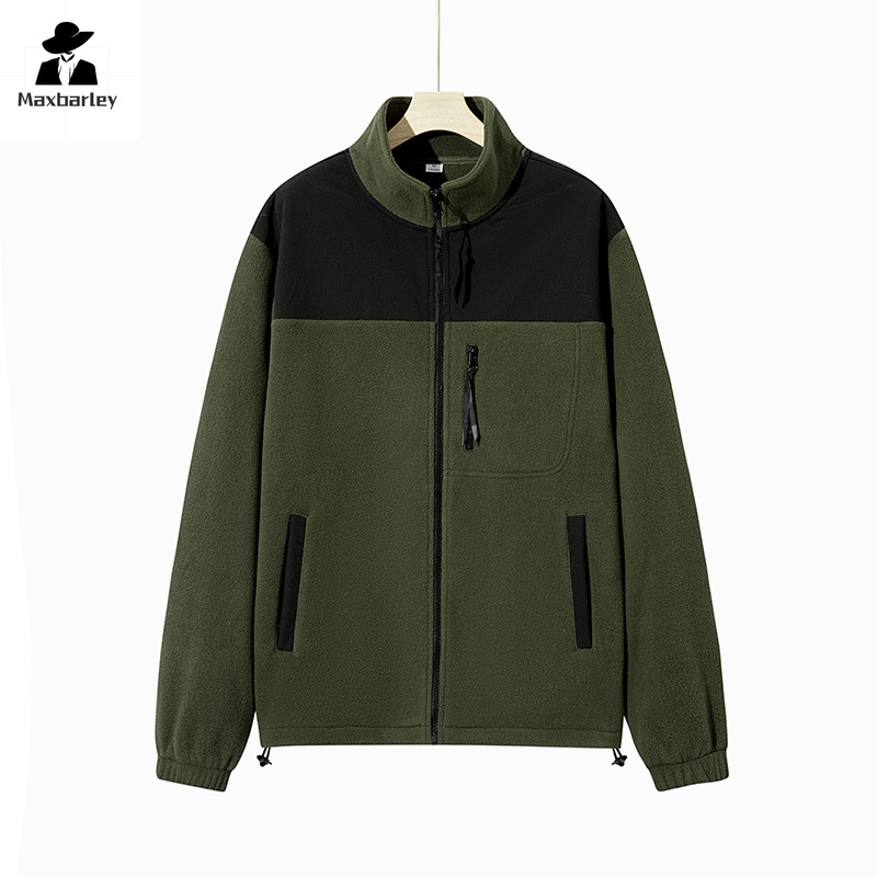 Chaqueta Polar cálida de invierno para hombre y mujer, abrigo Polar de doble cara, sudadera informal de felpa a prueba de frío, Color de empalme que combina con todo