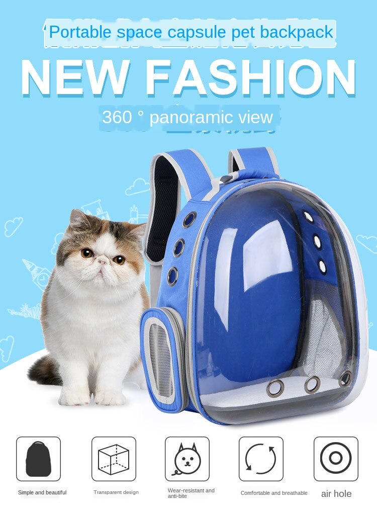Kattepose åndbar bærbar kæledyrs taske udendørs rejse rygsæk til kat og hund gennemsigtig plads kæledyrs rygsæk