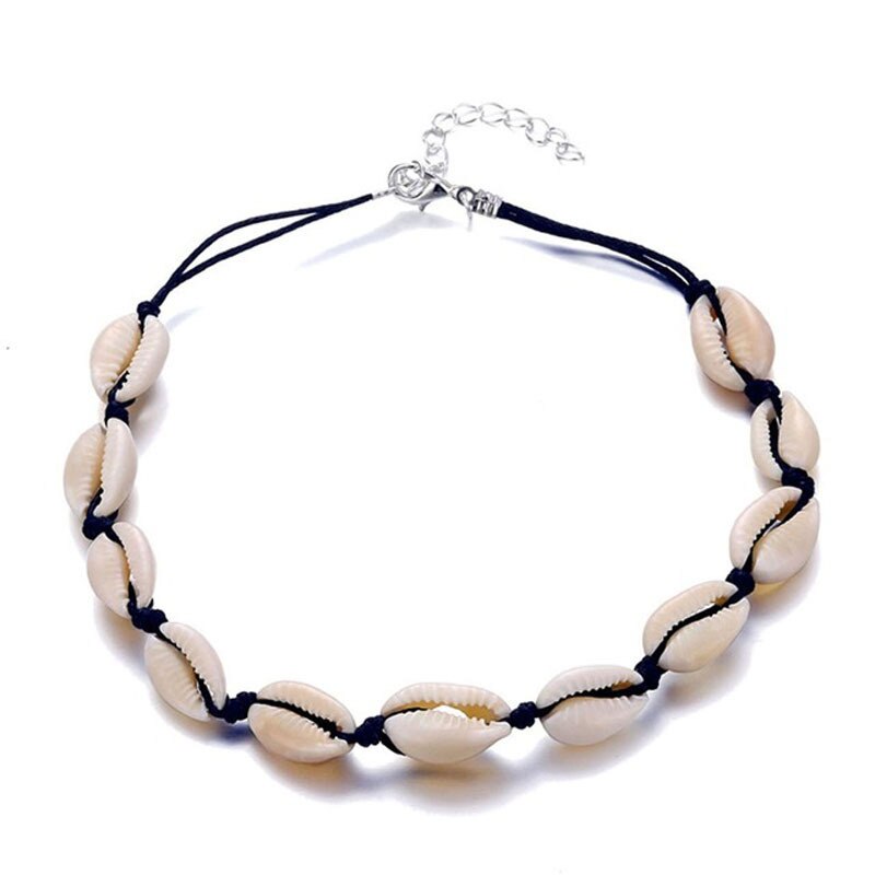 Colar boêmio feminino, colar colares boho de concha natural
