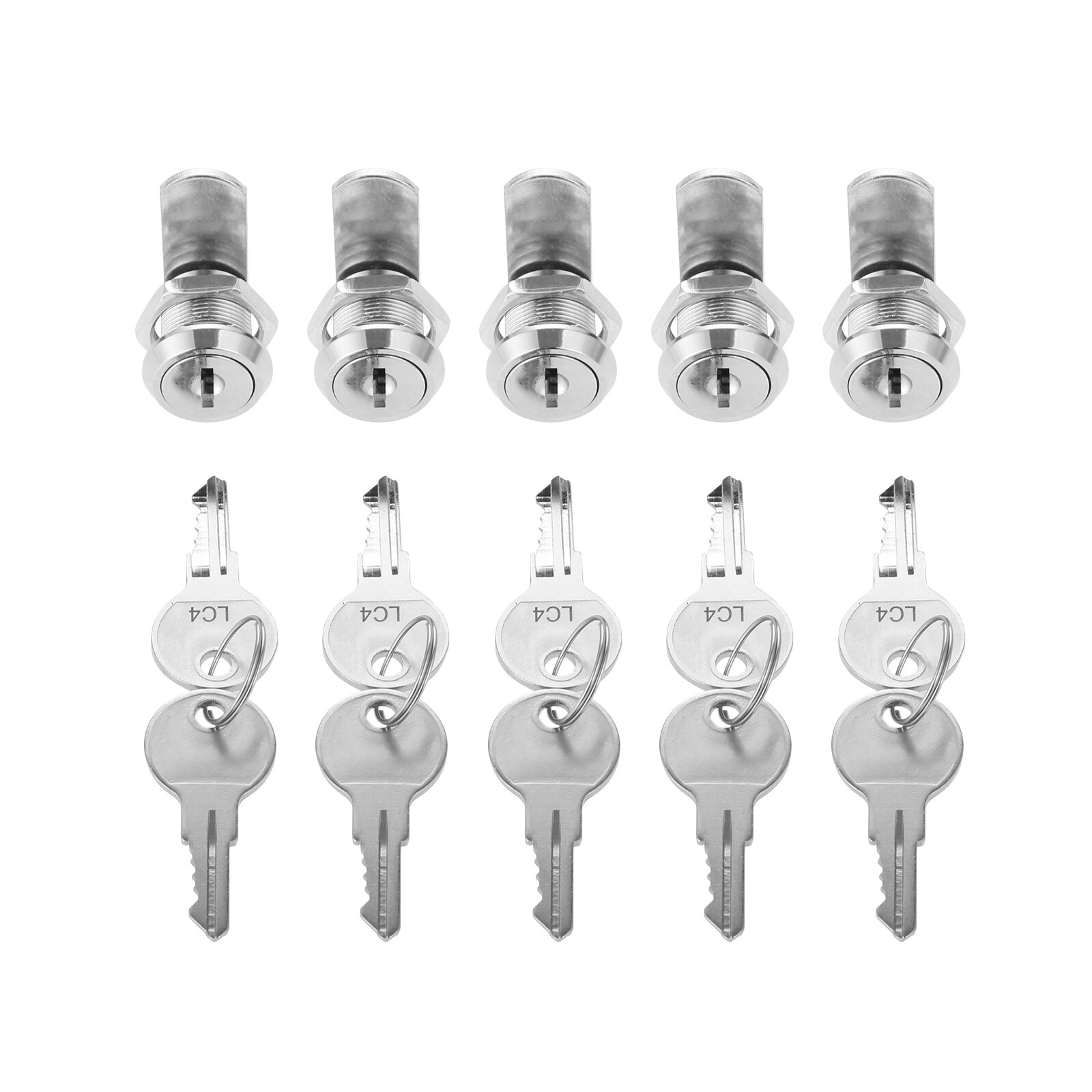 5Pcs Cabinet Cam Locks Keyed Alike 1-1/8 / 5/8 Inch Cam Lock Set for Secure Files Drawers Mailbox RV Camper Door Tool Box