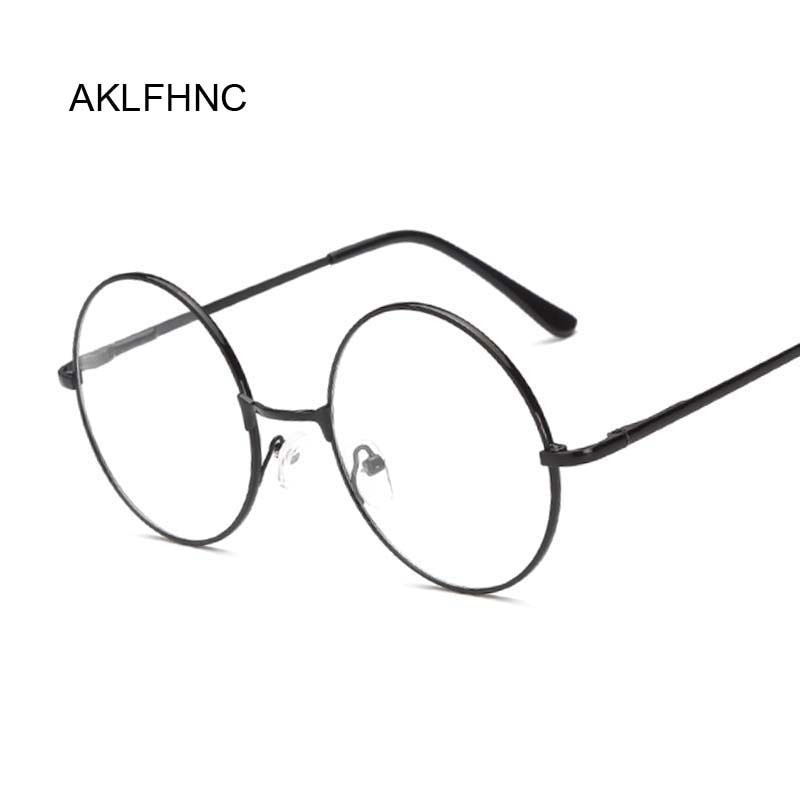 Vintage Transparent Women Glasses Metal Full Frame Optical Round Lens Glasses Female Clear Reading Plain Glasses Small